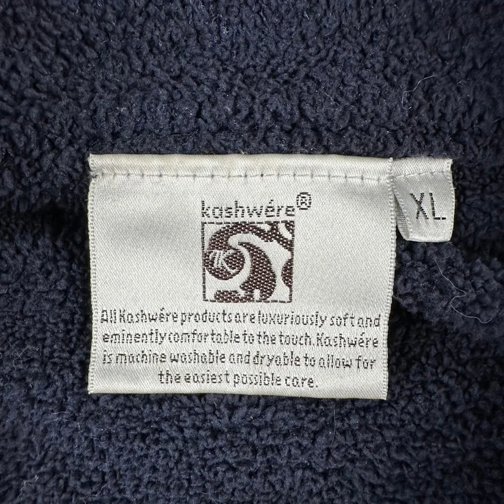 Kashwere Quarter Zip Pullover Mens XL Navy‎ Blue Microfiber Fleece Soft Solid